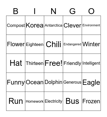 Bingo! Bingo Card