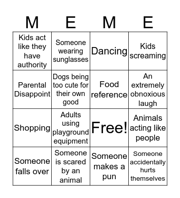 Meme Bingo Card