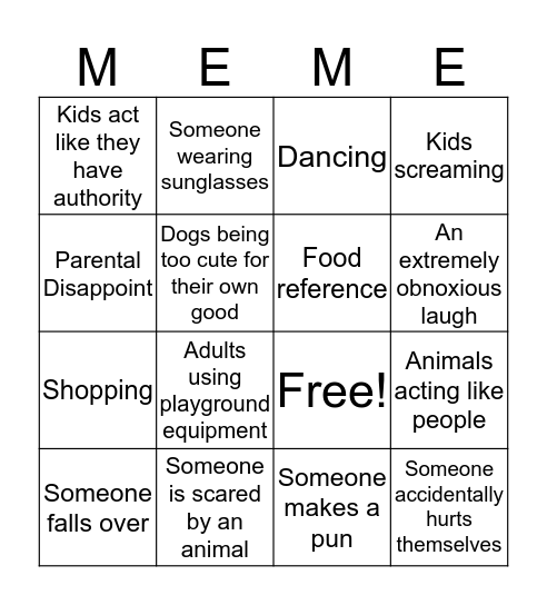 Meme Bingo Card