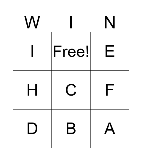 Alphabet Bingo Card
