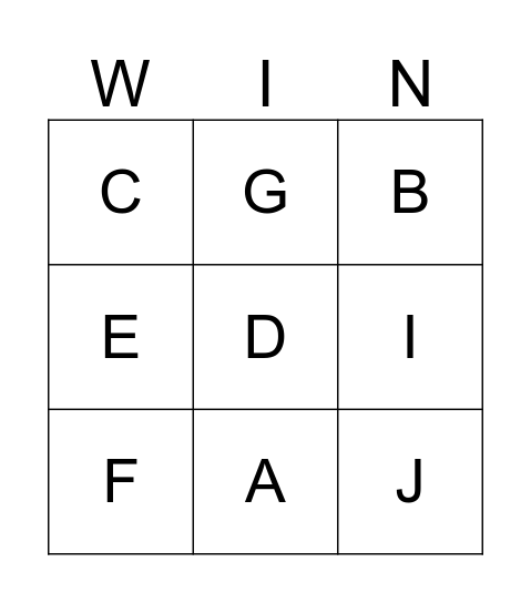Alphabet Bingo Card