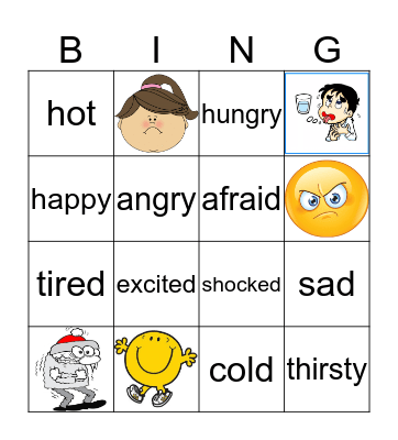 Feelings and Emotions Bingo Card