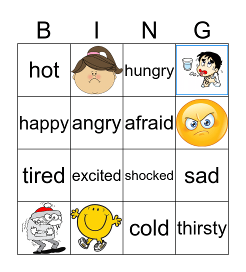 Feelings and Emotions Bingo Card