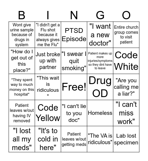 RMRVAMC ER--McCoy Bingo Card