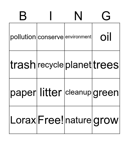Earth Day! Bingo Card
