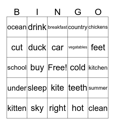 ANALOGY Bingo Card