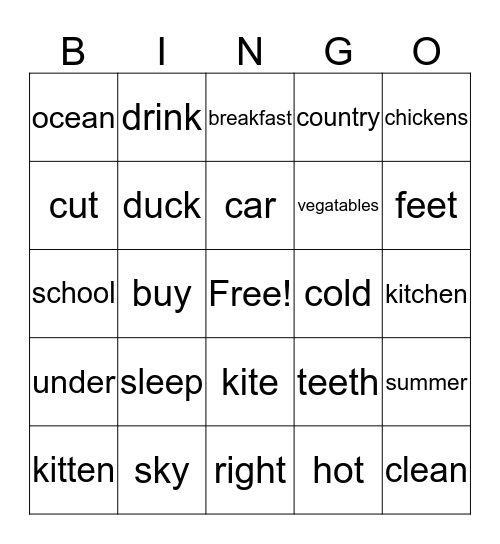 ANALOGY Bingo Card