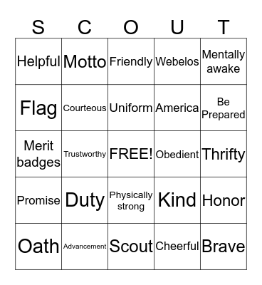 Scout Bingo Card