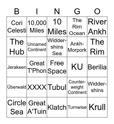 Discworld Bingo Card