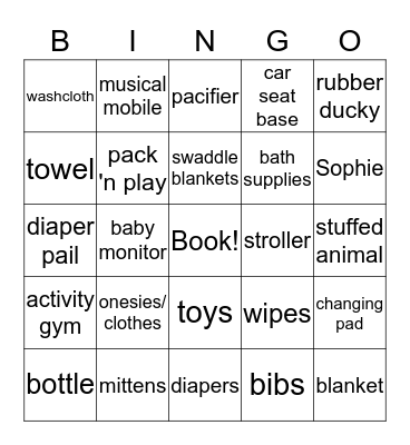 Heather's Baby Shower Bingo Card