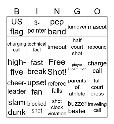 NCAA Basketball Bingo Card