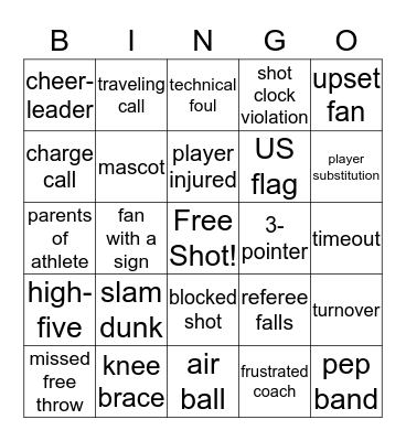 NCAA Basketball Bingo Card