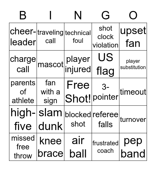 NCAA Basketball Bingo Card