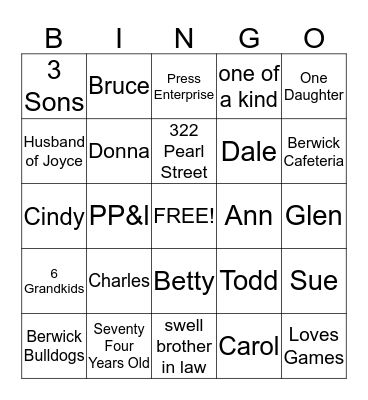 Jim's Birthday Bingo Card