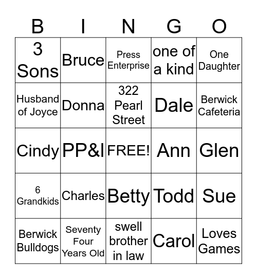 Jim's Birthday Bingo Card