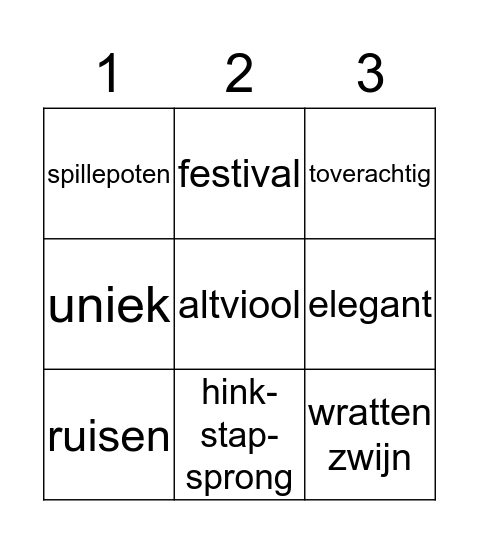 een giraf kan niet dansen Bingo Card