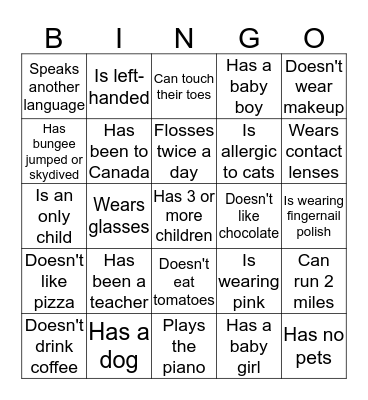 Moments for Moms Bingo Card
