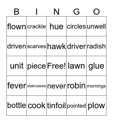 Language Wall BINGO Card