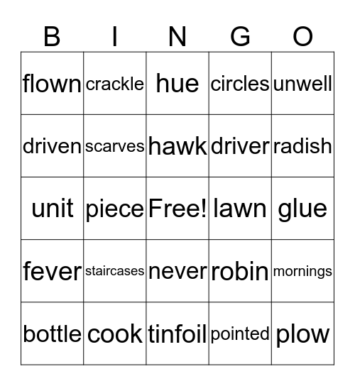 Language Wall BINGO Card