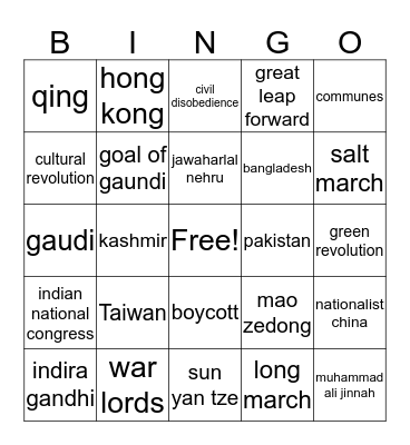 cc and si Bingo Card