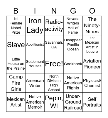 Playing the Past Bingo Card