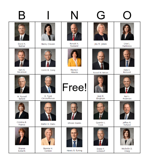 General Conference Bingo Card