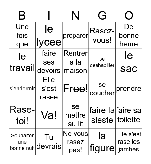 French II - Review - 5-2 Test Bingo Card