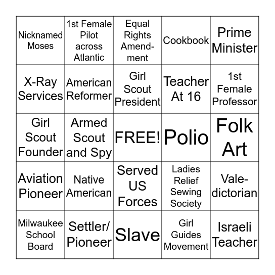 Playing the Past Bingo Card