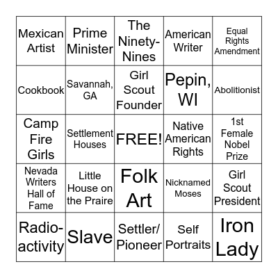 Playing The Past Bingo Card