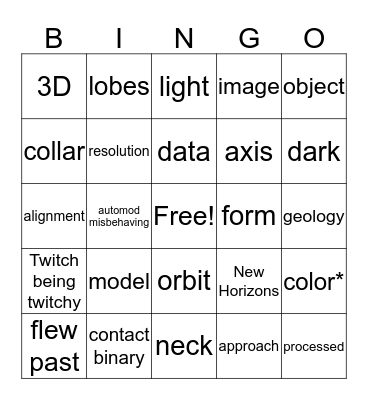 2014MU69 LPSC Press Conference Bingo Card