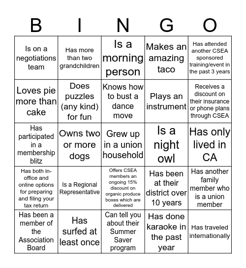 Area H United BINGO Card