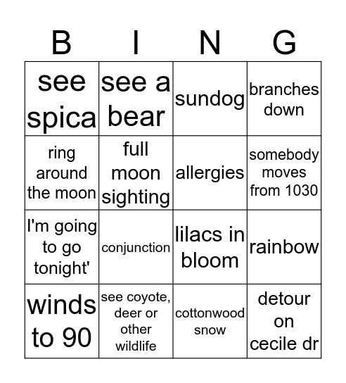 SPRING BINGO 2019 CARD 2 Bingo Card