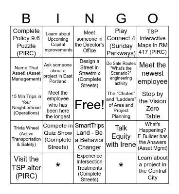 PBOT Bingo Card