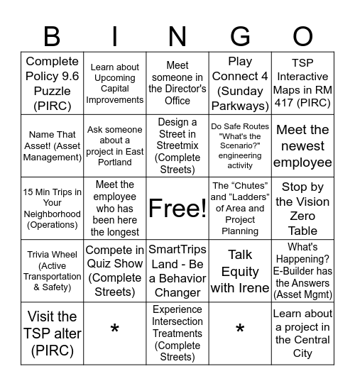 PBOT Bingo Card