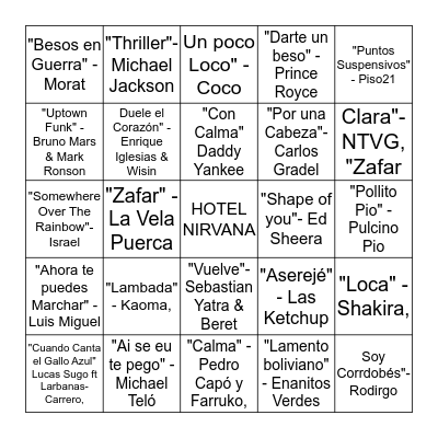 BINGO MUSICAL Bingo Card