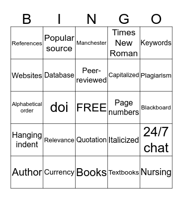 Library Bingo! Bingo Card