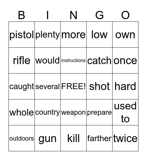 BK 12 Lesson 4 Bingo Card