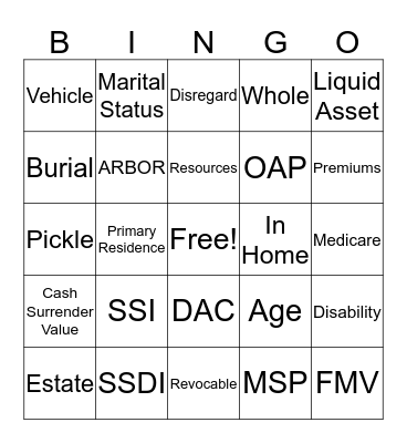 NON - MAGI BINGO Card