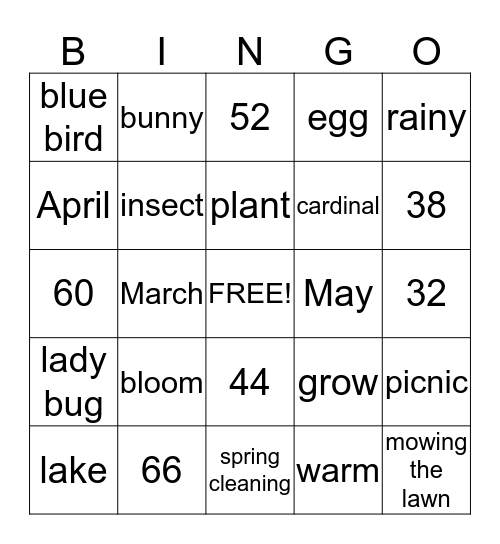 Spring Times Bingo Card