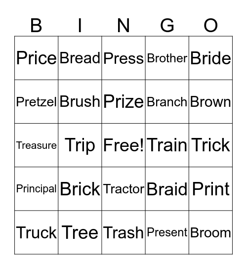 Br, Pr, Tr Blends Bingo Card
