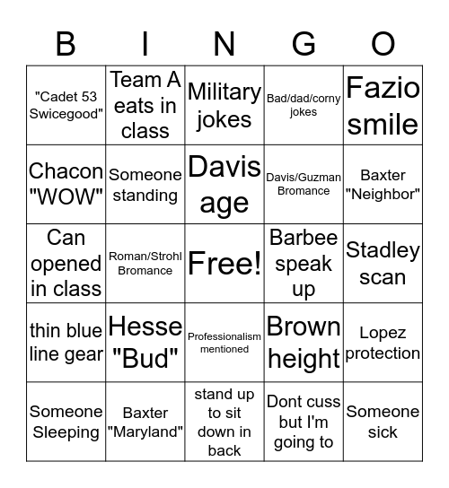 Class 25 Classroom BINGO Card