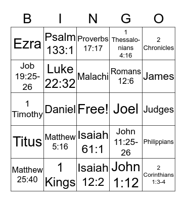 Powerpoint BIBLE Bingo Card