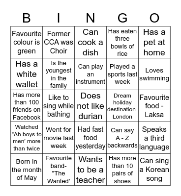 Making New Friends Bingo Card