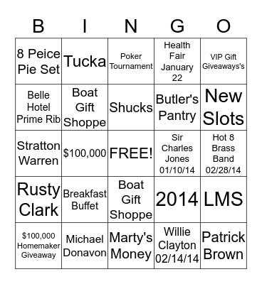 Belle of Baton Rouge Bingo Card