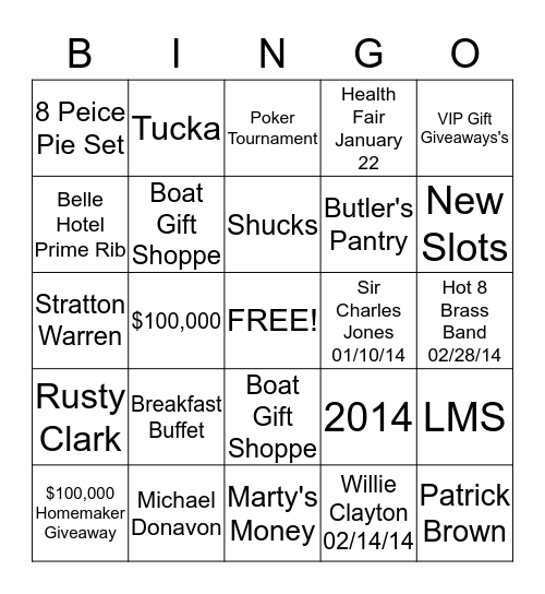 Belle of Baton Rouge Bingo Card