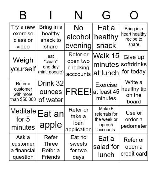 Biggest Loser Nashville Main Week 2 Bingo Card