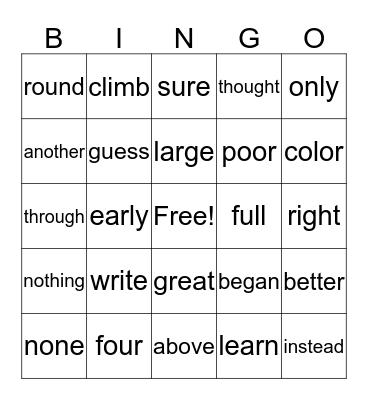Grade 1 - April Bingo Card