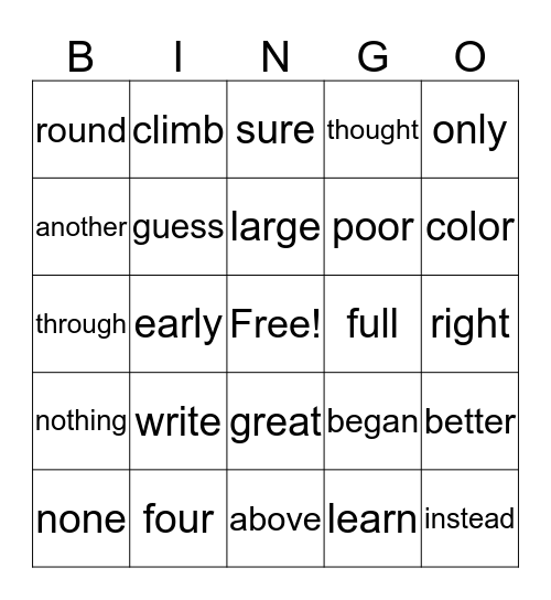 Grade 1 - April Bingo Card