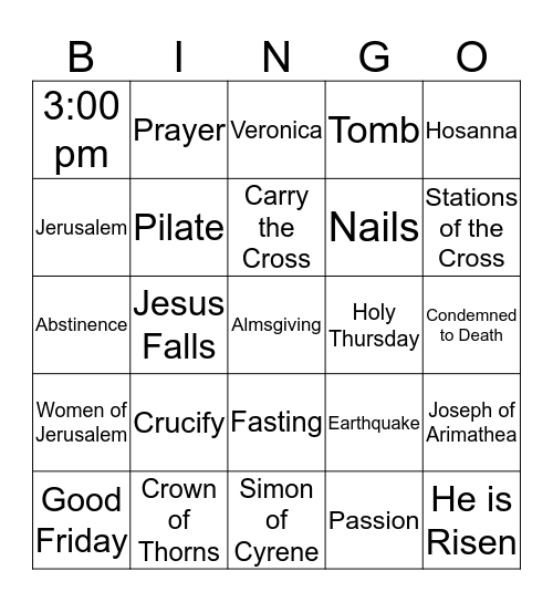 Lent Bingo Card