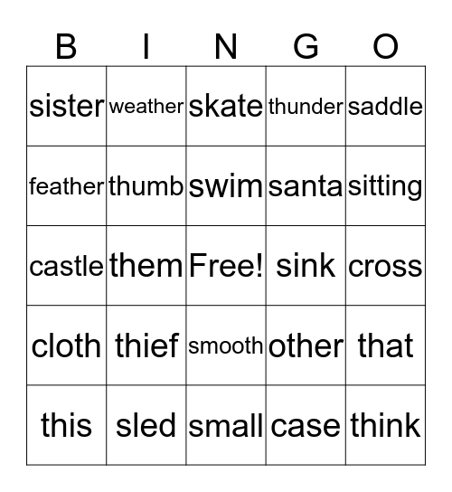 /th/ /s/ bingo Card